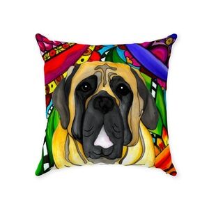 Soft Suede Indoor Pillow with English Mastiff Dog